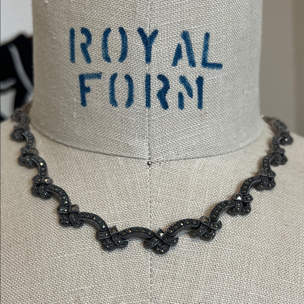 SOLD Judith Jack Black and Silver Marcasite Necklace & Bracelet set